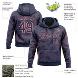 Custom Stitched Navy Medium Pink 3D Pattern Design Curve Lines Sports Pullover Sweatshirt Hoodie