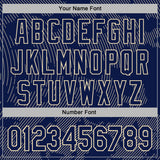 Custom Stitched Navy Cream 3D Pattern Design Curve Lines Sports Pullover Sweatshirt Hoodie