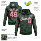 Custom Stitched Green Medium Pink-White 3D Pattern Design Curve Lines Sports Pullover Sweatshirt Hoodie