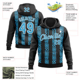 Custom Stitched Black Sky Blue-White 3D Pattern Design Abstract Shape Sports Pullover Sweatshirt Hoodie