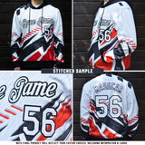 Custom Stitched Red Light Blue-White 3D Pattern Design Abstract Shape Sports Pullover Sweatshirt Hoodie