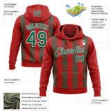 Custom Stitched Red Kelly Green-White 3D Pattern Design Abstract Shape Sports Pullover Sweatshirt Hoodie
