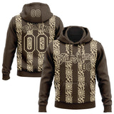 Custom Stitched Brown Cream 3D Pattern Design Abstract Shape Sports Pullover Sweatshirt Hoodie
