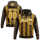 Custom Stitched Brown Gold-White 3D Pattern Design Abstract Shape Sports Pullover Sweatshirt Hoodie