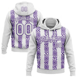 Custom Stitched White Purple 3D Pattern Design Abstract Shape Sports Pullover Sweatshirt Hoodie