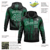Custom Stitched Black Kelly Green-White 3D Pattern Design Dripping Splatter Sports Pullover Sweatshirt Hoodie