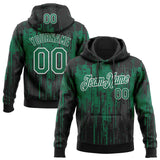 Custom Stitched Black Kelly Green-White 3D Pattern Design Dripping Splatter Sports Pullover Sweatshirt Hoodie