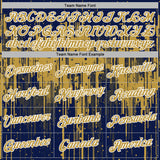 Custom Stitched Navy Old Gold-White 3D Pattern Design Dripping Splatter Sports Pullover Sweatshirt Hoodie