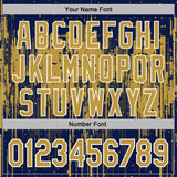 Custom Stitched Navy Old Gold-White 3D Pattern Design Dripping Splatter Sports Pullover Sweatshirt Hoodie