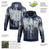 Custom Stitched Navy Silver-White 3D Pattern Design Dripping Splatter Sports Pullover Sweatshirt Hoodie