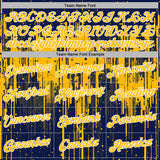 Custom Stitched Navy Gold-White 3D Pattern Design Dripping Splatter Sports Pullover Sweatshirt Hoodie