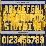 Custom Stitched Navy Gold-White 3D Pattern Design Dripping Splatter Sports Pullover Sweatshirt Hoodie