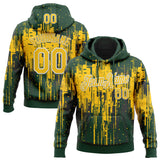 Custom Stitched Green Yellow-White 3D Pattern Design Dripping Splatter Sports Pullover Sweatshirt Hoodie