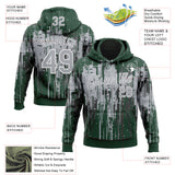 Custom Stitched Green Gray-White 3D Pattern Design Dripping Splatter Sports Pullover Sweatshirt Hoodie