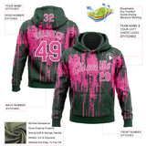 Custom Stitched Green Pink-White 3D Pattern Design Dripping Splatter Sports Pullover Sweatshirt Hoodie