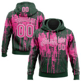 Custom Stitched Green Pink-White 3D Pattern Design Dripping Splatter Sports Pullover Sweatshirt Hoodie