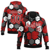 Custom Stitched Black Red-White 3D Pattern Design Geometric Shape Sports Pullover Sweatshirt Hoodie