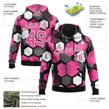 Custom Stitched Black Pink-White 3D Pattern Design Geometric Shape Sports Pullover Sweatshirt Hoodie