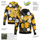 Custom Stitched Black Gold-White 3D Pattern Design Geometric Shape Sports Pullover Sweatshirt Hoodie