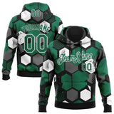 Custom Stitched Black Kelly Green-White 3D Pattern Design Geometric Shape Sports Pullover Sweatshirt Hoodie