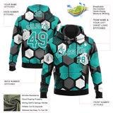 Custom Stitched Black Aqua-White 3D Pattern Design Geometric Shape Sports Pullover Sweatshirt Hoodie