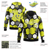 Custom Stitched Black Neon Yellow-White 3D Pattern Design Geometric Shape Sports Pullover Sweatshirt Hoodie