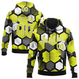 Custom Stitched Black Neon Yellow-White 3D Pattern Design Geometric Shape Sports Pullover Sweatshirt Hoodie