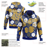 Custom Stitched Royal Old Gold-White 3D Pattern Design Geometric Shape Sports Pullover Sweatshirt Hoodie