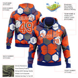 Custom Stitched Royal Orange-White 3D Pattern Design Geometric Shape Sports Pullover Sweatshirt Hoodie