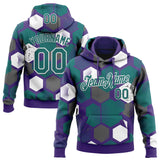 Custom Stitched Purple Teal-White 3D Pattern Design Geometric Shape Sports Pullover Sweatshirt Hoodie