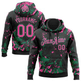 Custom Stitched Black Pink-Kelly Green 3D Pattern Design Splash Sports Pullover Sweatshirt Hoodie