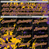 Custom Stitched Black Purple-Gold 3D Pattern Design Splash Sports Pullover Sweatshirt Hoodie