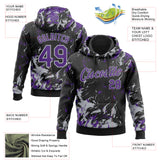 Custom Stitched Black Purple-Gray 3D Pattern Design Splash Sports Pullover Sweatshirt Hoodie