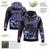 Custom Stitched Black Purple-Light Blue 3D Pattern Design Splash Sports Pullover Sweatshirt Hoodie