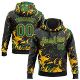 Custom Stitched Black Kelly Green-Gold 3D Pattern Design Splash Sports Pullover Sweatshirt Hoodie
