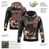 Custom Stitched Black Crimson-Cream 3D Pattern Design Splash Sports Pullover Sweatshirt Hoodie