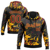 Custom Stitched Black Crimson-Gold 3D Pattern Design Splash Sports Pullover Sweatshirt Hoodie