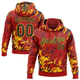 Custom Stitched Red Black-Gold 3D Pattern Design Splash Sports Pullover Sweatshirt Hoodie