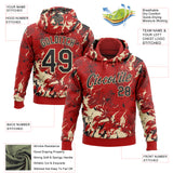 Custom Stitched Red Black-Cream 3D Pattern Design Splash Sports Pullover Sweatshirt Hoodie