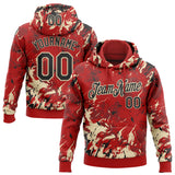 Custom Stitched Red Black-Cream 3D Pattern Design Splash Sports Pullover Sweatshirt Hoodie