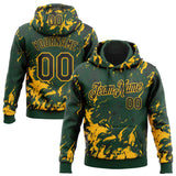 Custom Stitched Green Black-Gold 3D Pattern Design Splash Sports Pullover Sweatshirt Hoodie