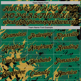 Custom Stitched Kelly Green Black-Old Gold 3D Pattern Design Splash Sports Pullover Sweatshirt Hoodie