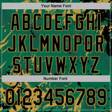 Custom Stitched Kelly Green Black-Old Gold 3D Pattern Design Splash Sports Pullover Sweatshirt Hoodie