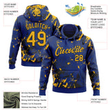 Custom Stitched Royal Gold-Black 3D Pattern Design Splash Sports Pullover Sweatshirt Hoodie