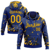 Custom Stitched Royal Gold-Black 3D Pattern Design Splash Sports Pullover Sweatshirt Hoodie
