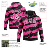 Custom Stitched Black Pink-White 3D Pattern Design Splash Torn Paper Style Sports Pullover Sweatshirt Hoodie
