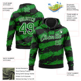 Custom Stitched Black Grass Green-White 3D Pattern Design Splash Torn Paper Style Sports Pullover Sweatshirt Hoodie