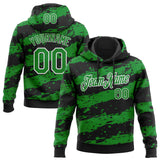 Custom Stitched Black Grass Green-White 3D Pattern Design Splash Torn Paper Style Sports Pullover Sweatshirt Hoodie