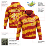 Custom Stitched Red Gold-White 3D Pattern Design Splash Torn Paper Style Sports Pullover Sweatshirt Hoodie