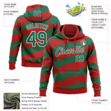 Custom Stitched Red Kelly Green-White 3D Pattern Design Splash Torn Paper Style Sports Pullover Sweatshirt Hoodie